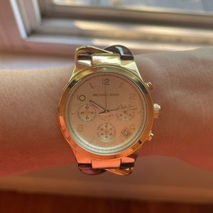 Michel Kors watch with unique tortoise shell twist band